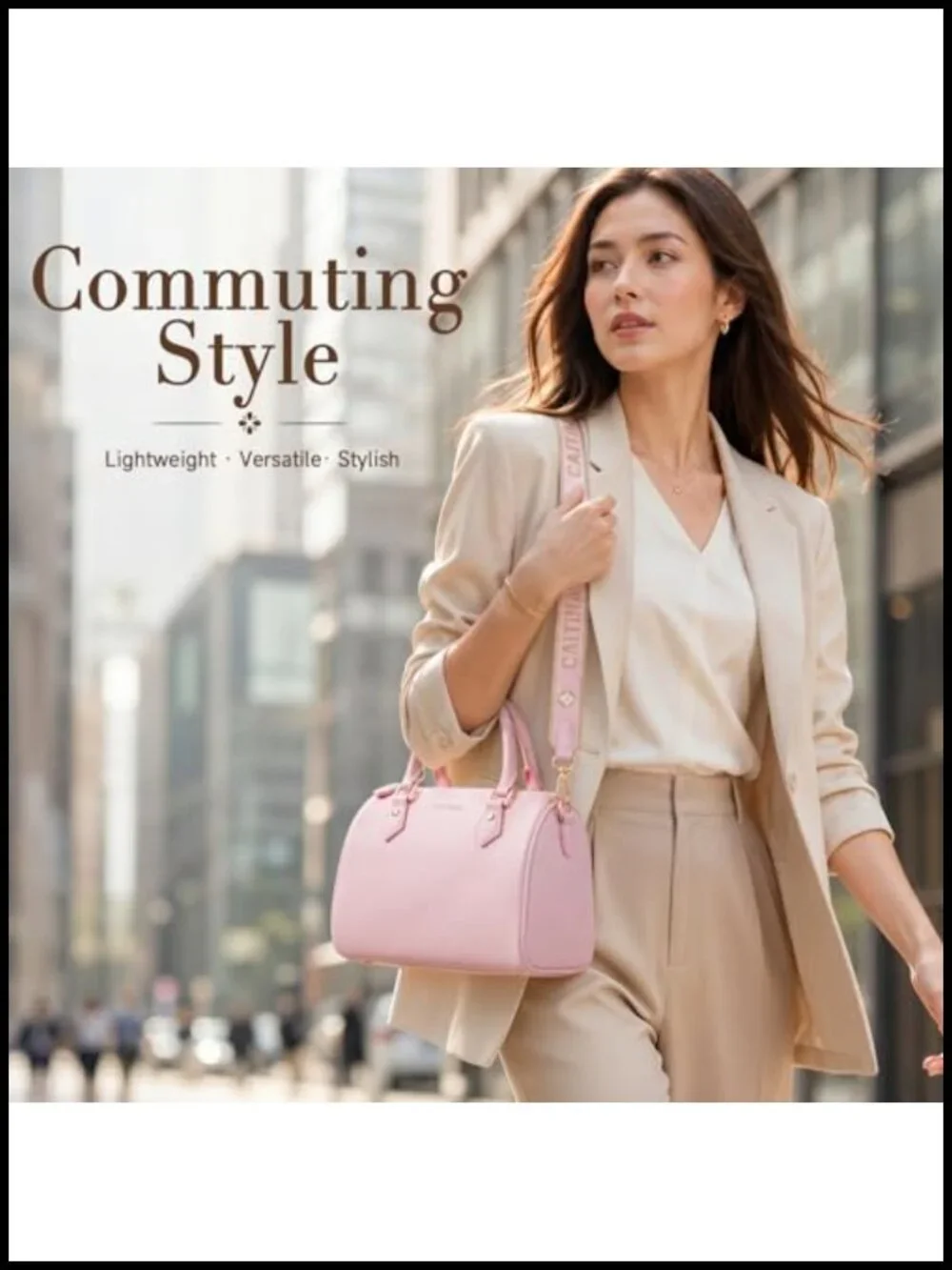 Vegan Leather Boston Barrel Bag Top Handle Satchel with Detachable Crossbody
